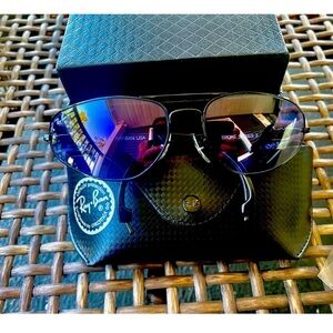 Ray-Ban Black and Blue Aviator Sunglasses